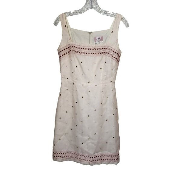 Tocca Bergdorf Goodman Dress 4 Pink Embroidered Sleeveless Sheath Made in USA - Picture 5 of 8